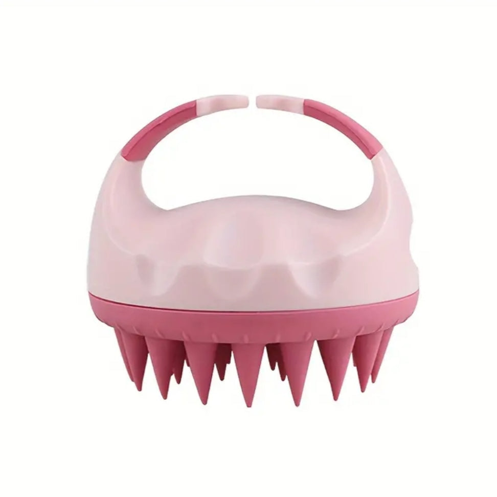 Pink Shampoo Scalp Massaging Tool Used To Stimulate Hair Growth