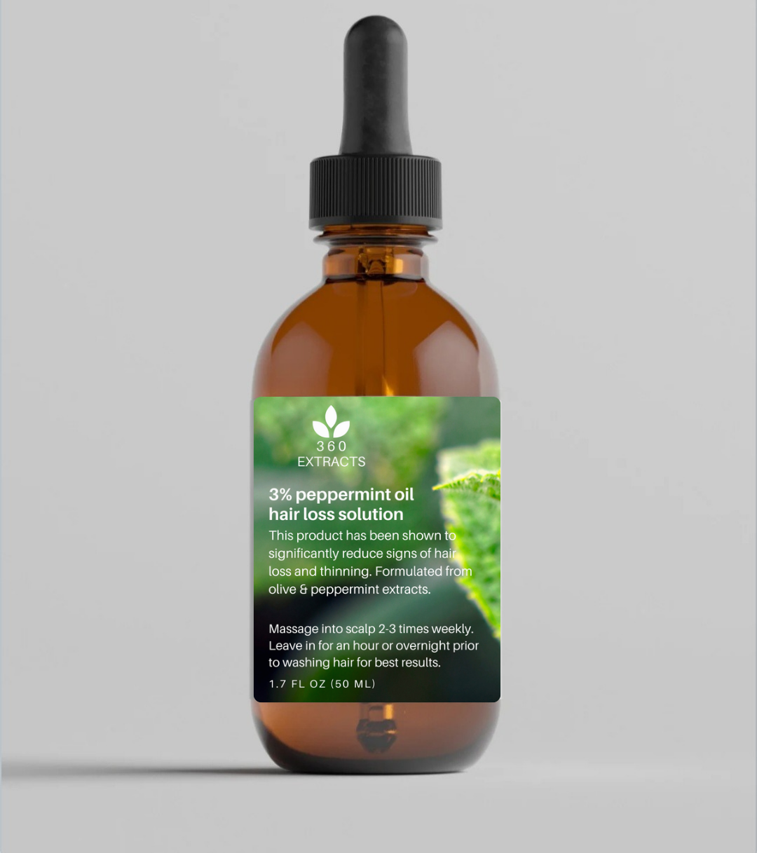 3% peppermint oil - hair loss solution - formulated by 360 Extracts